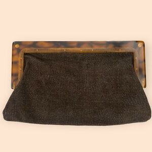 NWT Vintage J McLaughlin Brown Harris Suede Clutch